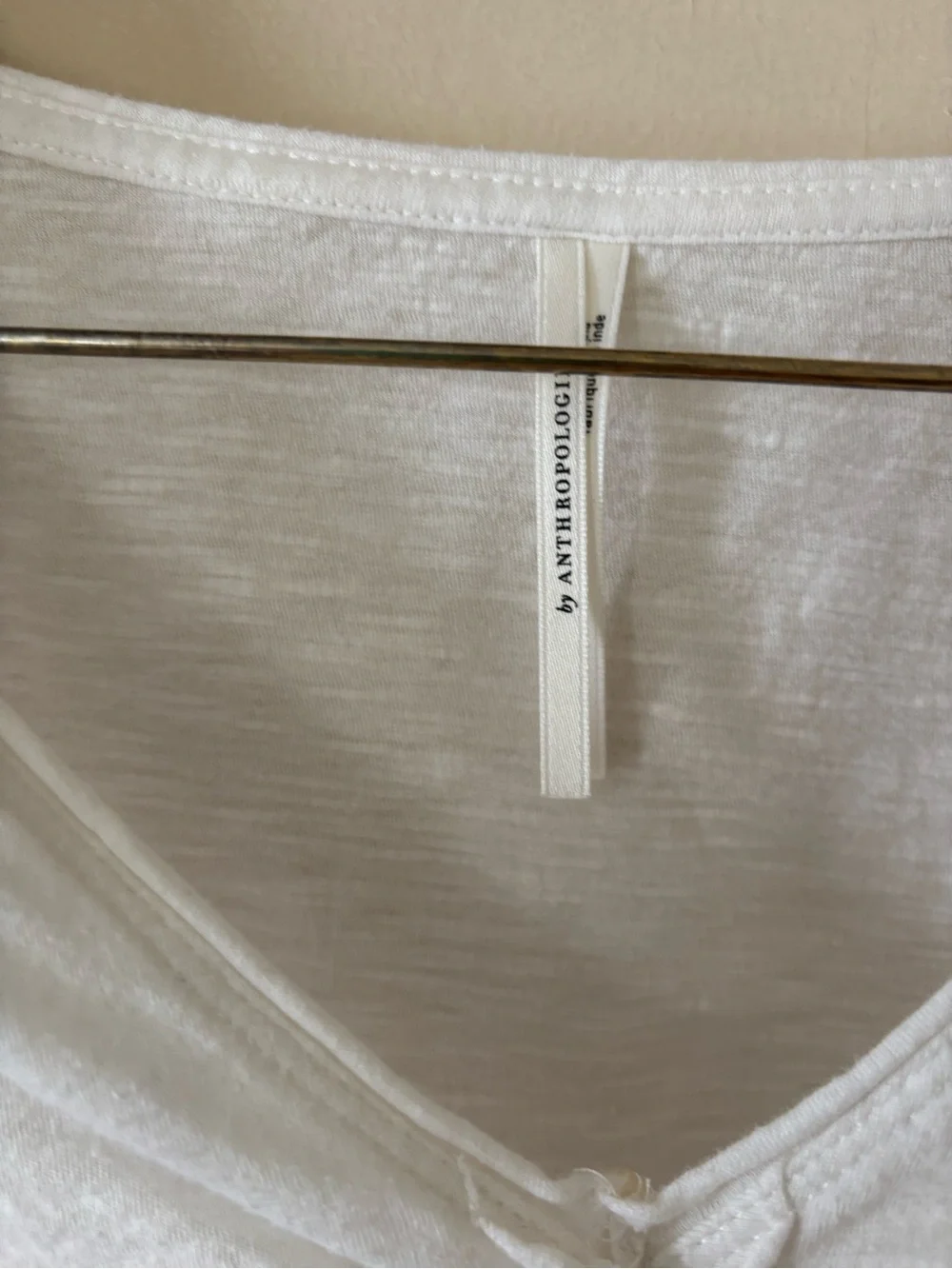 Anthropologie White Ruched V-Neck Puff Sleeve Top S